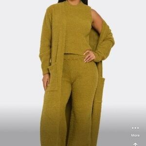 3 piece Women's Cozy Knit Teddy Set in Olive by Love Sense Sz S